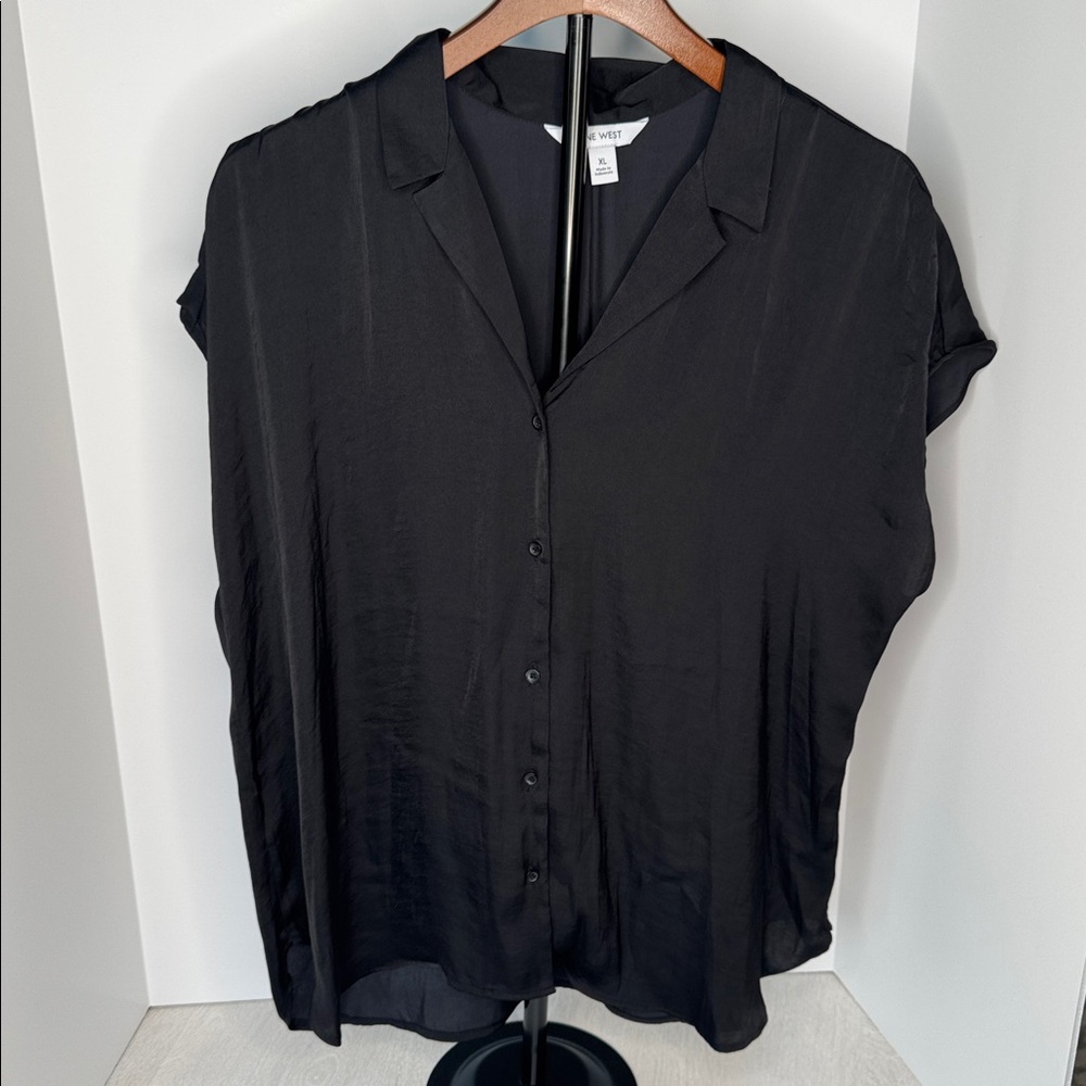 Nine West Black Satin Blouse